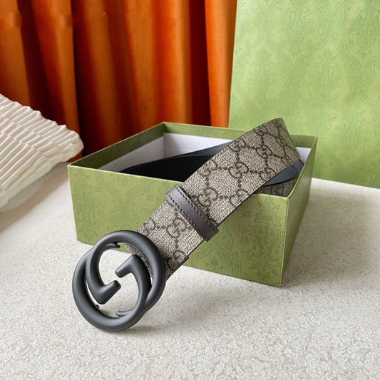DOUBLE G BLACK BUCKLE 40MM BEIGE CANVAS