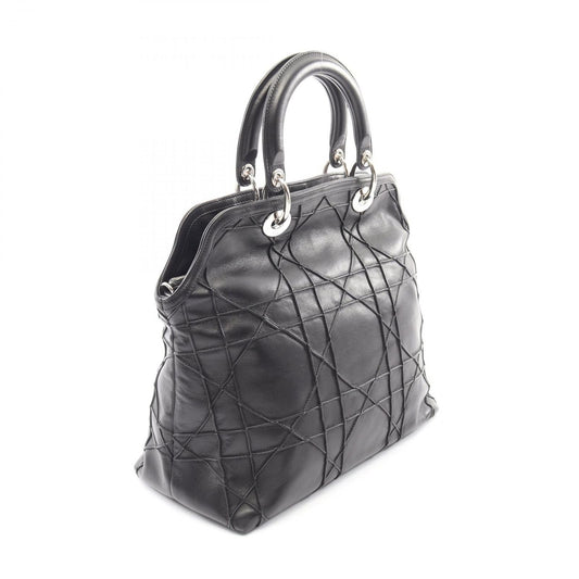 Dior Handbag Granville Cannage 2-Way Black Leather