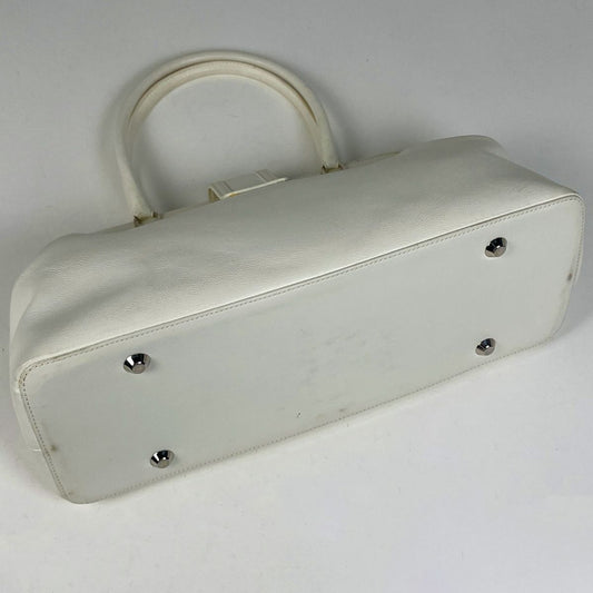 Dior Logo Handbag Flight Line Leather White