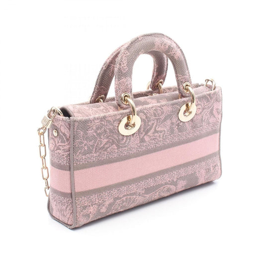 Dior Handbag Lady D-Joy 2-Way Pink Gray Canvas