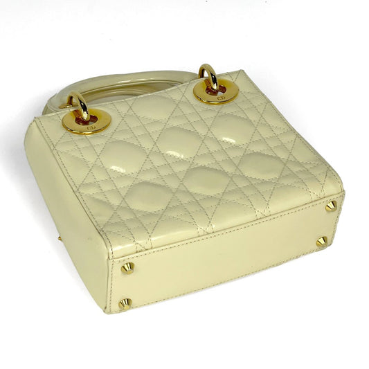 Dior Mini 2-Way Cannage Handbag Leather Cream