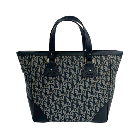 Dior Handbag Canvas, Leather Navy Trotter Pattern Women