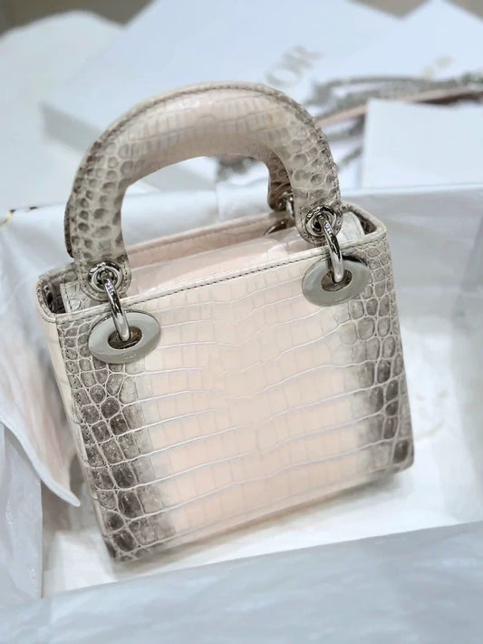 Lady Dior Pink Himalayan shiny crocodile leather with diamond hardware
