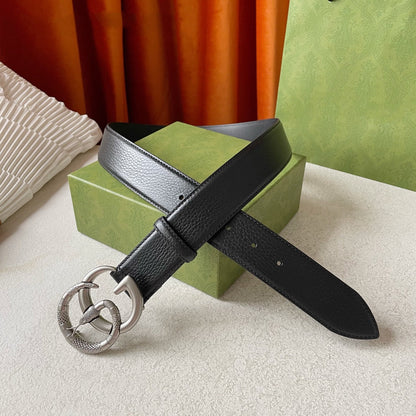 GG BELT DOUBLE G SERPENTI BUCKLE BLACK LEATHER