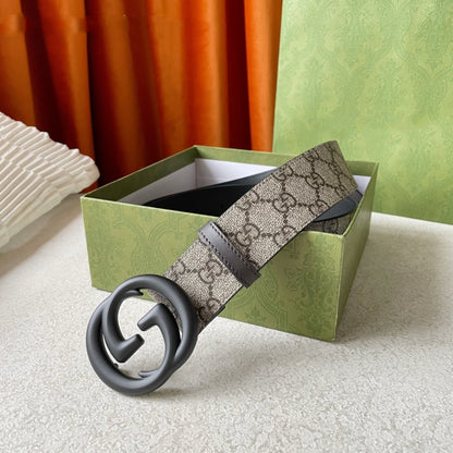 DOUBLE G BLACK BUCKLE 40MM BEIGE CANVAS