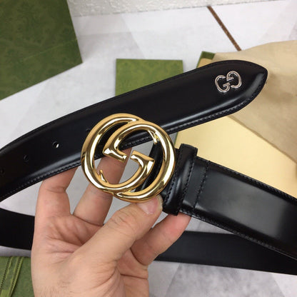 GC BELT GOLD BUCKLE BACK LEATHER 4.0CM