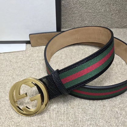 GG BELT DOUBLE G BUCKLE CANVAS FABRIC WIRE 3.8CM