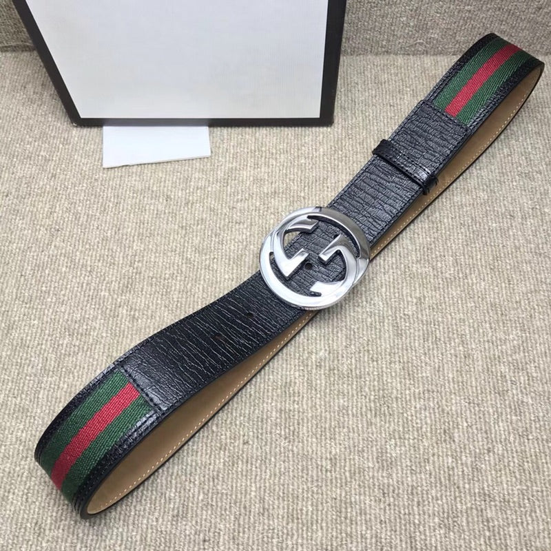 GG BELT DOUBLE G BUCKLE CANVAS FABRIC WIRE 3.8CM