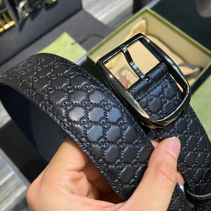 GC BELT G BUCKLE DELICATE PATTERN LEATHER 4.0CM