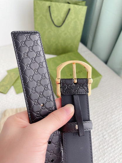 GC BELT GOLD BUCKLE IN GG SINK LEATHER 4.0CM