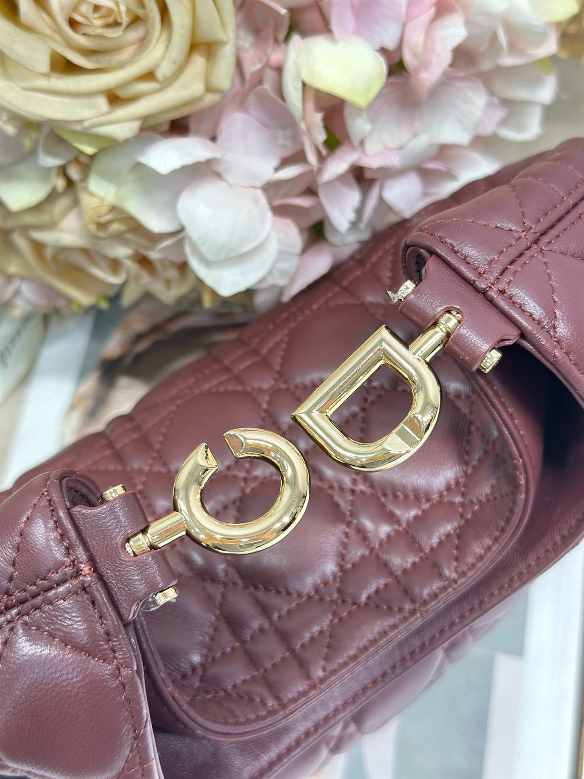 CD Lady Dior Shoulder Bag 27cm Burgundy in Sheepskin 155556