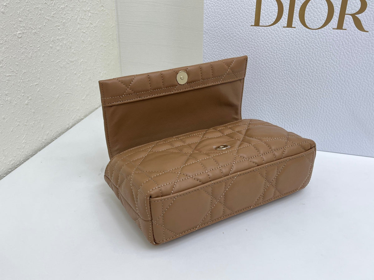 CD My Tender Top Handle Mini Bag 21cm Brown Macrocannage Leather 159479