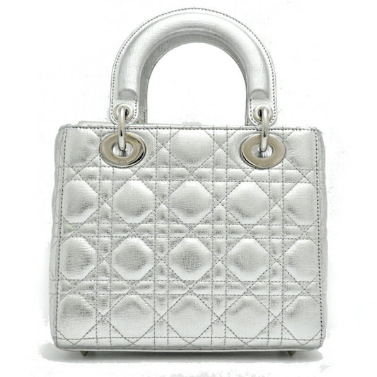 Christian Dior Silver Leather Handbag