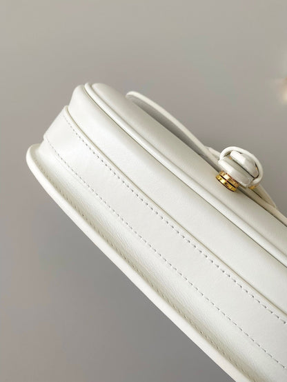 medium cd east west bobby 22cm white calfskin ghw