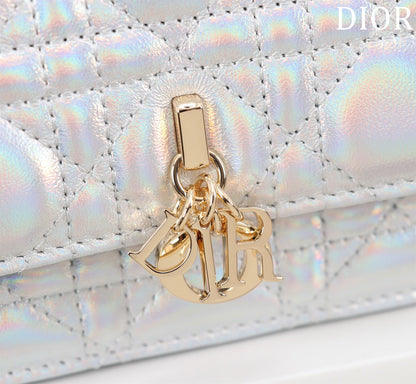 my cd mini 21 silver metalic lambskin