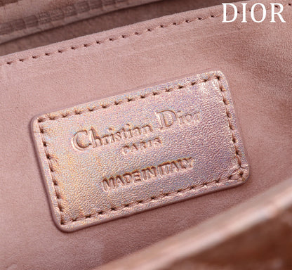 medium lady d-joy 26 rose metalic lambskin