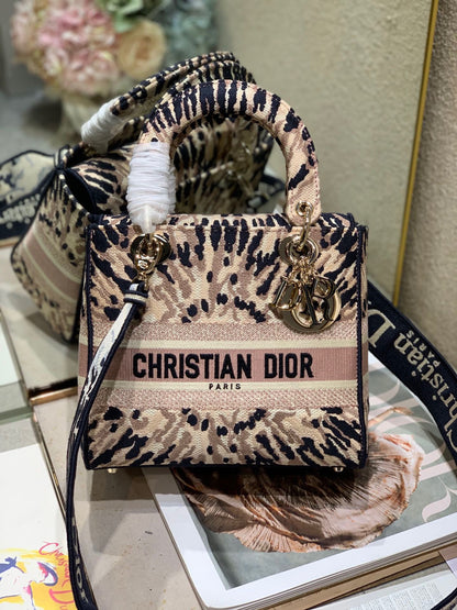 CD Fireworks Pink 24 Lady Dior Bag Canvas 336730