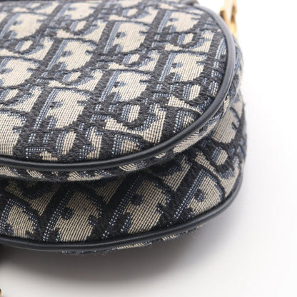 Dior Handbag Saddle Oblique Navy Canvas Leather Bag Mini