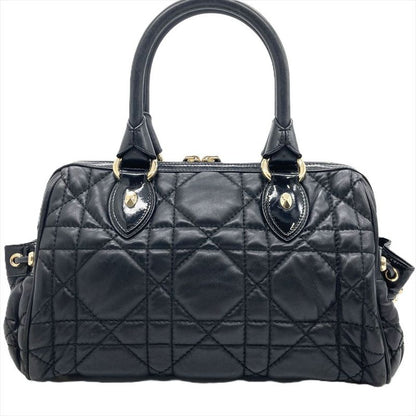 Dior Handbag Leather Black Gold Hardware Cannage