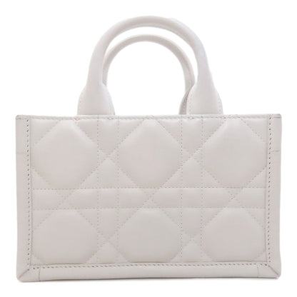 Dior Book Tote Mini Macro Cannage 2-Way Handbag White Gray