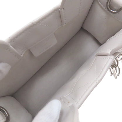 Dior Book Tote Mini Macro Cannage 2-Way Handbag White Gray