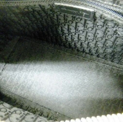 Dior Cannage Handbag Enamel Black Silver Hardware: