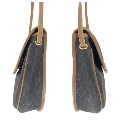 Dior Vintage Honeycomb Pattern Brown Beige Shoulder Bag Pochette