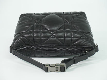 Dior Travel Nomad Pouch Cannage Handbag Leather Black