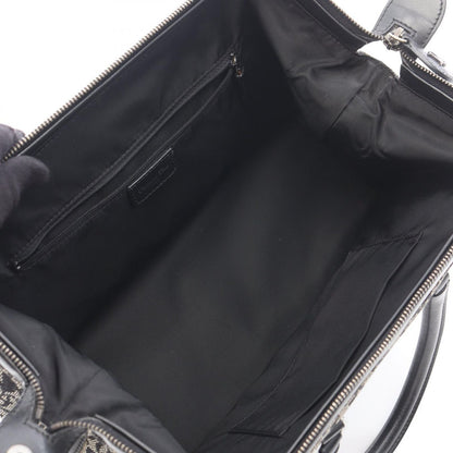 Dior Handbag Trotter Black Beige Canvas Leather Hand