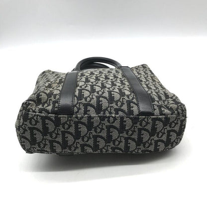 Dior Trotter Canvas Leather Silver Hand Tote Black