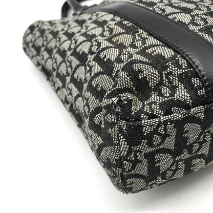 Dior Trotter Canvas Leather Silver Hand Tote Black