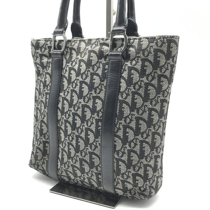 Dior Trotter Canvas Leather Silver Hand Tote Black