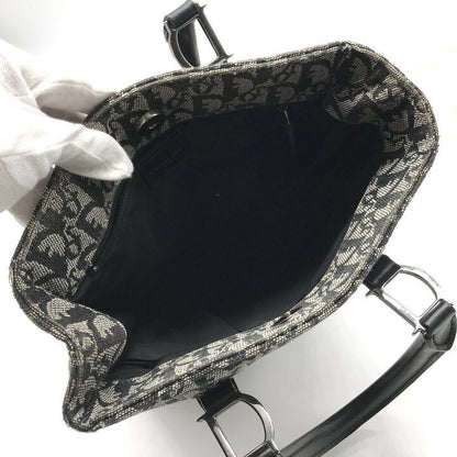 Dior Trotter Canvas Leather Silver Hand Tote Black