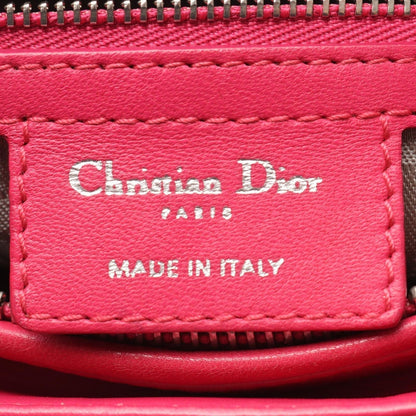 Dior Handbag Lady Dior Cannage 2-Way Magenta Leather Tote