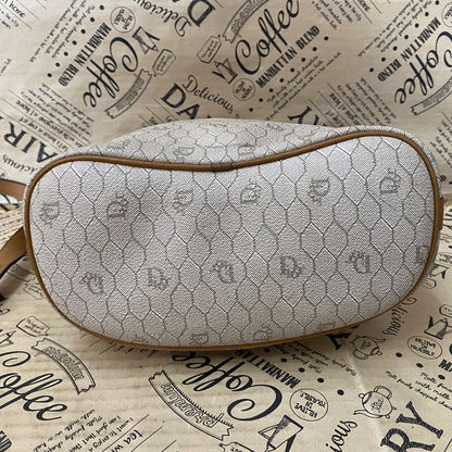 Dior Shoulder Bag Drawstring Honeycomb White