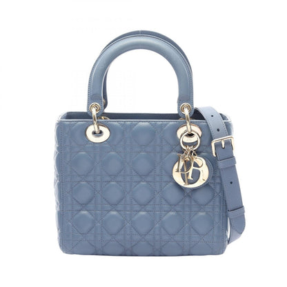 Dior Handbag Lady Dior Cannage 2-Way Blue Leather Tote