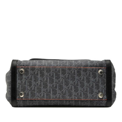 Dior Flight Line Trotter Handbag Gray Orange Denim Leather