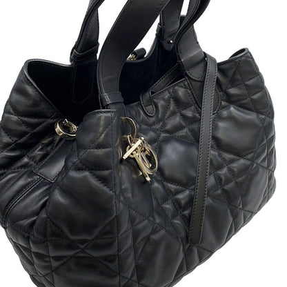 Dior Handbag Macro Cannage Toujour Leather Black