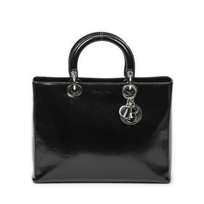 Dior Lady Dior Zip Black Smooth Leather Handbag