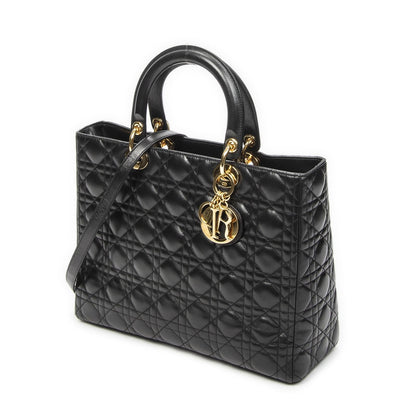Dior Large Lady Dior Zip Black Canada Lambskin Leather Handbag