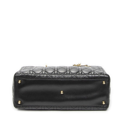 Dior Large Lady Dior Zip Black Canada Lambskin Leather Handbag