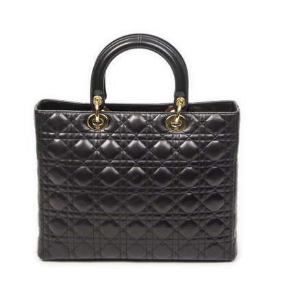 Dior Large Lady Dior Zip Black Canada Lambskin Leather Handbag