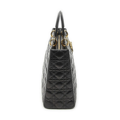 Dior Large Lady Dior Zip Black Canada Lambskin Leather Handbag