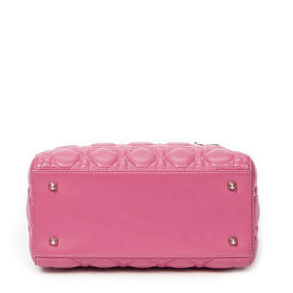 Dior Lady Dior Zip Pink Kanji Lambskin Leather Handbag
