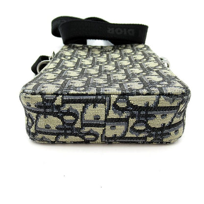 Dior Oblique Messenger Pouch Jacquard Handbag Navy Gray Beauty