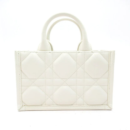 Dior Book Tote Mini Macro Cannage Calfskin Handbag Lattewhite