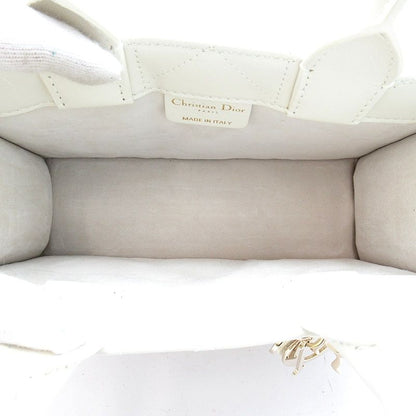 Dior Book Tote Mini Macro Cannage Calfskin Handbag Lattewhite