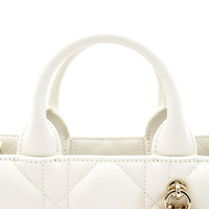 Dior Book Tote Mini Macro Cannage Calfskin Handbag Lattewhite