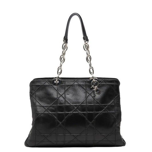 Dior Cannage Granville Chain Handbag Black Leather