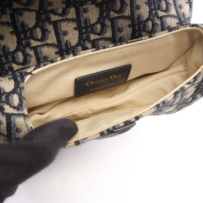 Dior Saddle Bag Mini Oblique Jacquard 2-Way Navy Canvas Leather